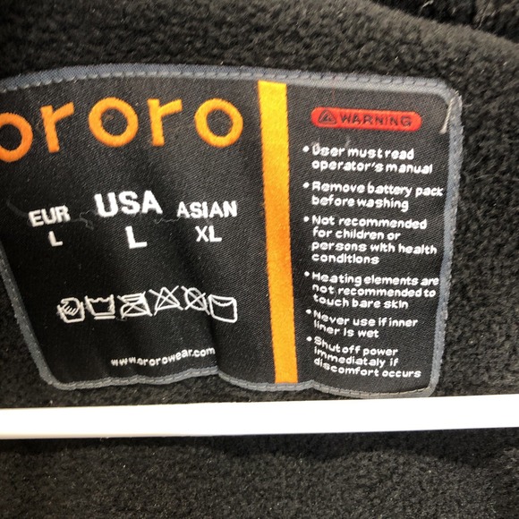 Ororo Unisex Large Black Heated Full Zip Thick Fleece Hoodie  **No battery** - Picture 8 of 10